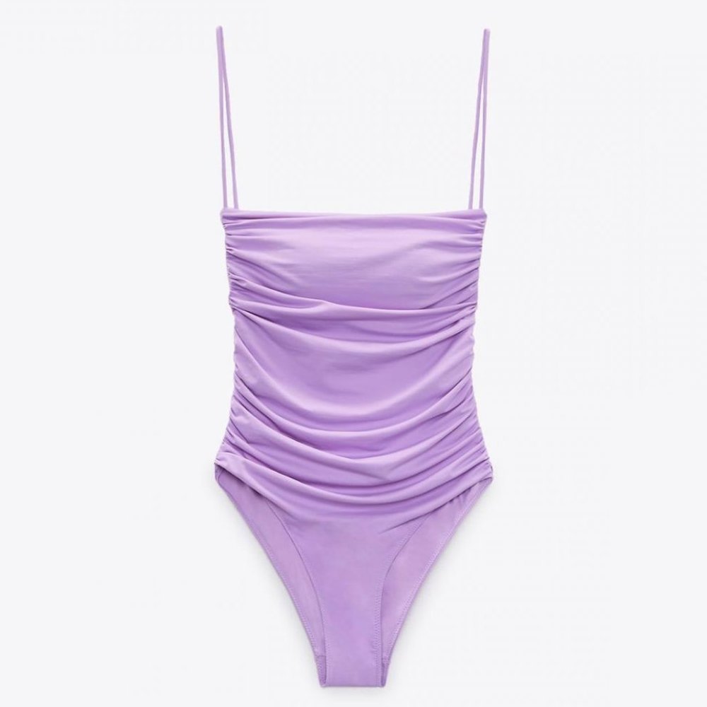 Zara Purple Draped One Piece
